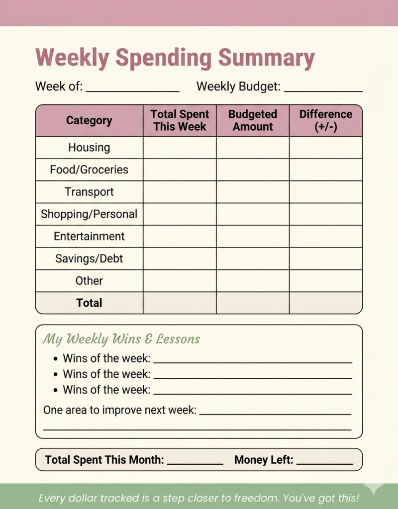 daily expense tracker printable for women